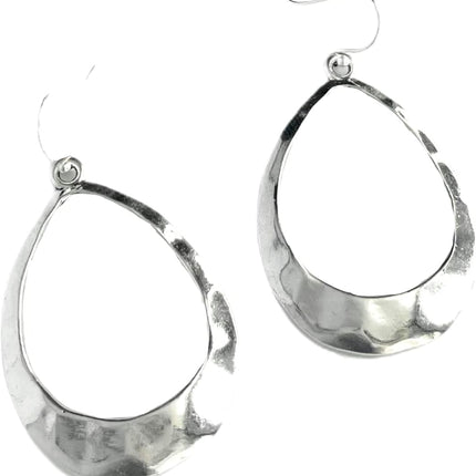 Large Teardrop Hoop on Sterling Silver Earrings Bohemian Boho Statement Jewelry