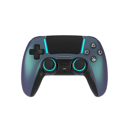 ASRVA Chrome Blue Wireless Pro Controller for PS5,4 Back Buttons,Hall Effect Joystick(No Drift),Micro-Switch,Gyro,Macro,1000mAh,RGB,Compatible with PS5/Pro/Slim/PC/iOS/Android