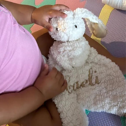 Personalized Bunny Lovey - Soft Baby Security Blanket with Custom Embroidered Name
