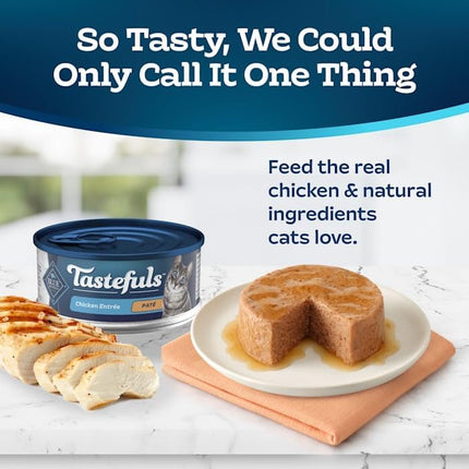 Blue Buffalo Tastefuls Flaked Chicken Pate Natural Wet Food for Adult Cats, 5.5 oz., Case of 12