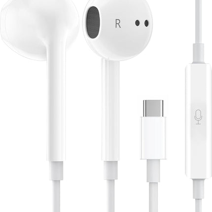 1Pack Wired Earphones with USB-C Connector for iPhone Headphones in-Ear Earbuds,Built-in Microphone and Volume Control Headsets Compatible with iPhone 15/16 Plus/Pro/Max/Pad Pro/Air/Mini & More