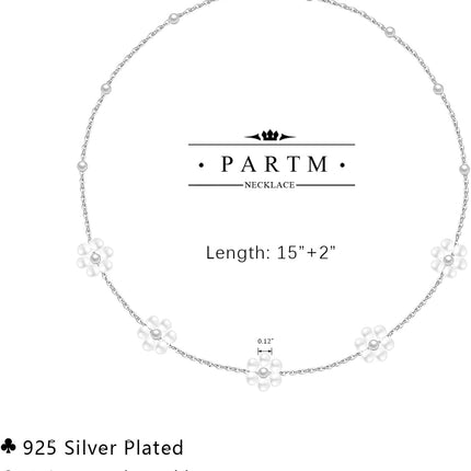 Partm Pearl Necklace for Women Trendy 14K Gold Plated Dainty Pearl Pendant Choker Set Handmade Pearl Gold Necklace Non Tarnish Simple Cute Jewelry Gifts for Women