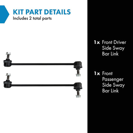 TRQ Front Driver and Passenger Side Sway Bar Link Set 2 Piece Compatible with 2017-2022 Chrysler Pacifica 2020-2022 Voyager