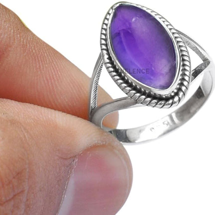 925 Sterling Silver Ring For Womens Gemstone Ring Sterling Silver Boho Ring December Birthstone Bezel Set Gemstone Split Shank Ring