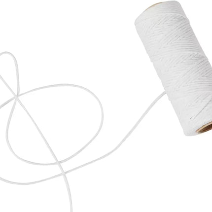 Cotton Kitchen Twine, 2mm, White, 650 Feet, for Cooking, Baking, Barbecue, Butchers, Roasting, Crafts, Gift Wrapping