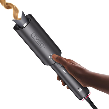 Automatic Rotating Curling Iron - Beach Waves Curling Wand, Portable Hair Curler, 500 Million Ionic, Dual Voltage & Lightweight for Travel, Ceramic Coating, 1 Inch, Metallic Gray