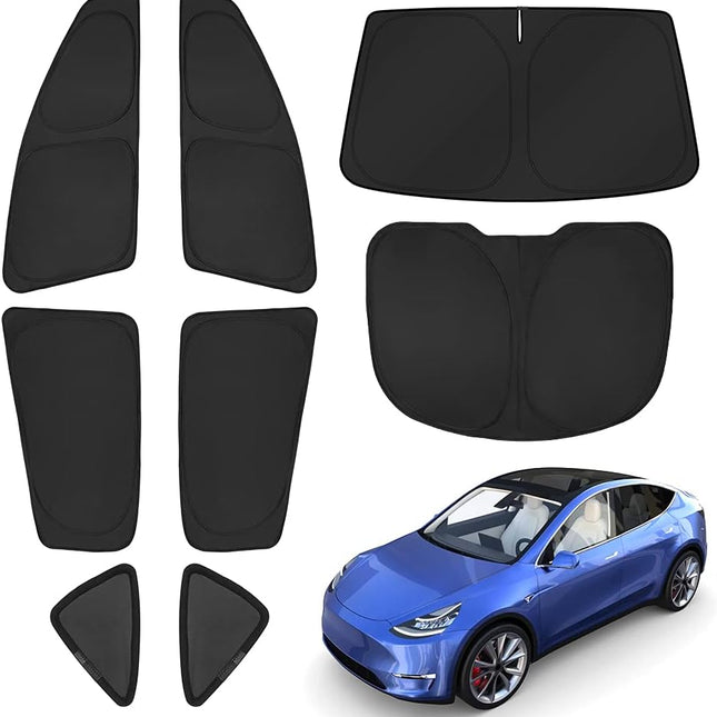 Windshield Sun Shade for Tesla Model Y 2020-2024(Not for Juniper) Car Window Shades Thicken UV Block and Blackout