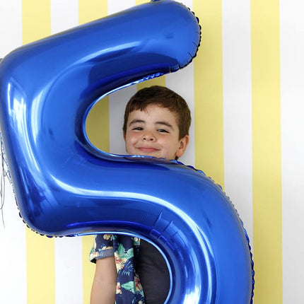 Number Balloons 5 Balloon Blue Birthday Decorations for Men Party, 40 Inch