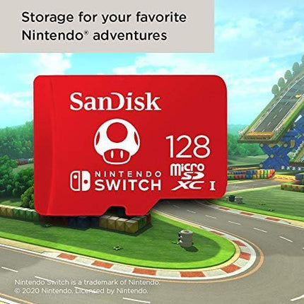 SANDISK 128GB microSDXC Card Licensed for Nintendo-Switch - Made for Nintendo-Switch, OLED, and Lite - SDSQXAO-128G-GNCZN