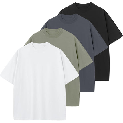Men's Cotton T-Shirts Oversized Unisex Short Sleeve Crew Neck Loose Basic Tops Solid Athletic Tee