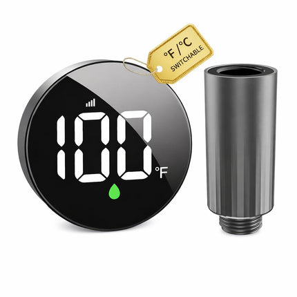 Longriver MX08 Shower Temperature Display, Shower Thermometer with Hydro Powered Sensor, Digital Water Temperature Monitor, Large Adjustable Display, IPX7 Waterproof for Bathroom, °F /°C Switchable