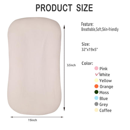 Baby Lounger - Snuggle Cozy Me Infant Lounger for Newborn 0-12 Months, Muslin Cover，Portable Breathable & Soft Baby Nest Lounger for Home and Travel - White