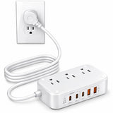 65W USB C Power Strip with 3AC Outlets 5USB Ports(3 USB C) & 5FT Cord