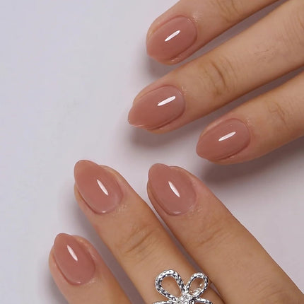 Extra Short Almond Press On Nails, Blush Veil Nude Pink, Soft Gel - photo 20