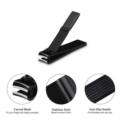 Nail Clippers Set with Tin Case, Black
