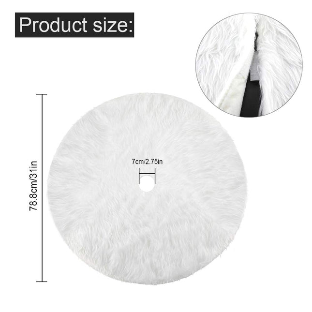 Plush Christmas Tree Skirt - Round Snow White Xmas Tree Mat Base Cover for Holiday Home Decorations,31Inch/78CM