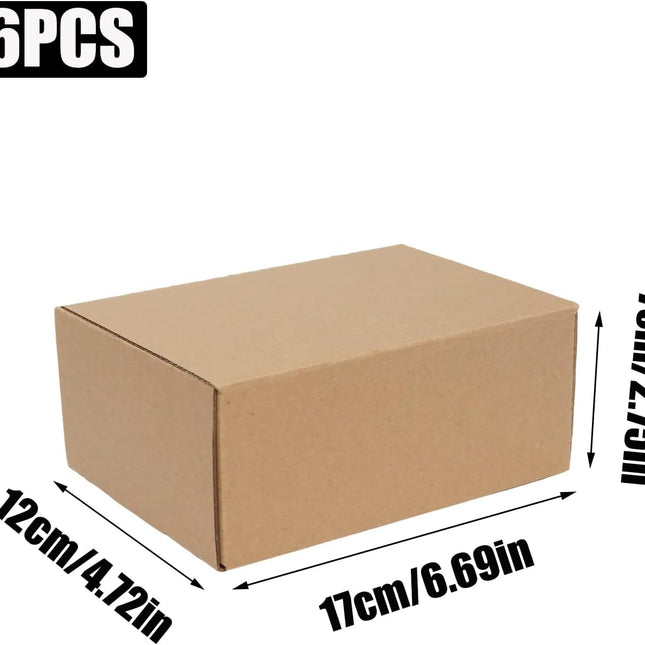 6 Pack 7x5x3in Corrugated Shipping Boxes, Small Brown Cardboard Mailing