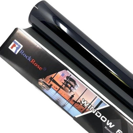 RockRose 1% Premium Carbon Car Window Tint Film 12 in x 100FT 2PLY Charcoal Privacy Film UV, Heat Blocking Tint for Car or Home Adhesive Film Easy Shrink, Plotter Friendly Pro Grade