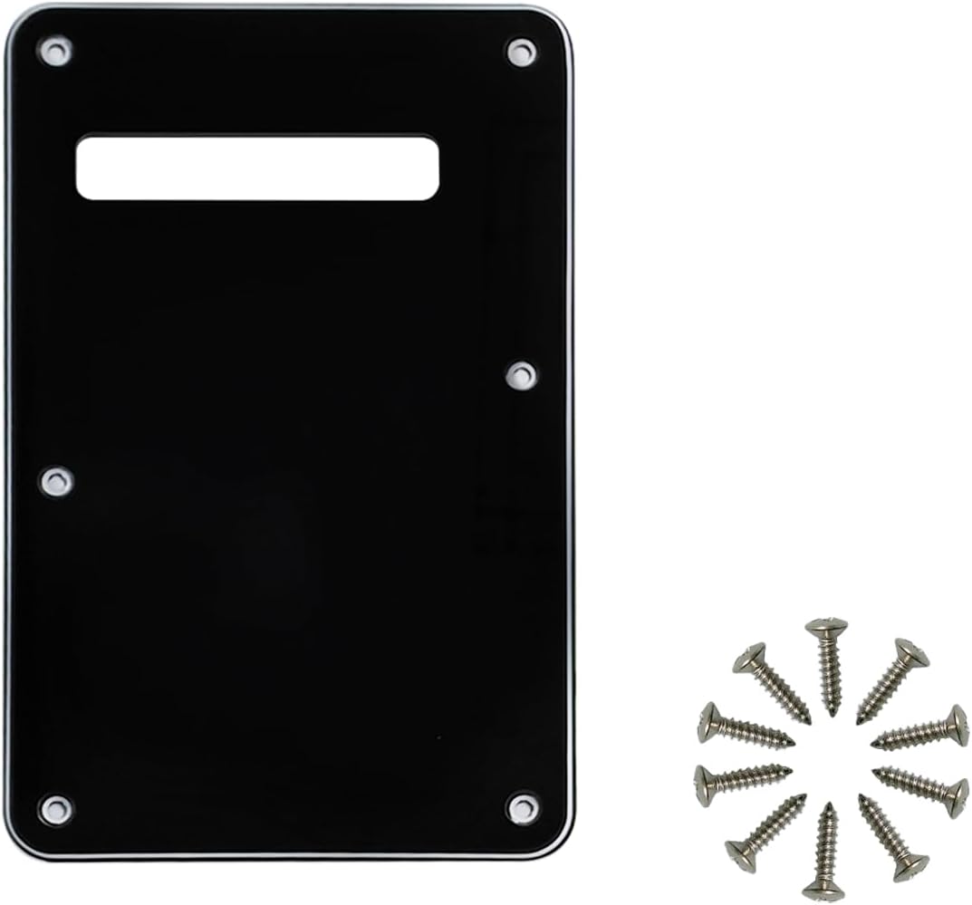 Black 3ply 6-Hole Guitar Back Plate Cavity Cover