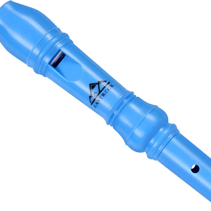Eastrock Recorder Instrument German Style Soprano Recorder Blue 3 Pieces for Beginners with Cleaning Rod, Fingering Chart, Packing Bag, Thumb Rest