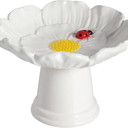 Mud Pie Ceramic Pink Flower Small Bird Bath