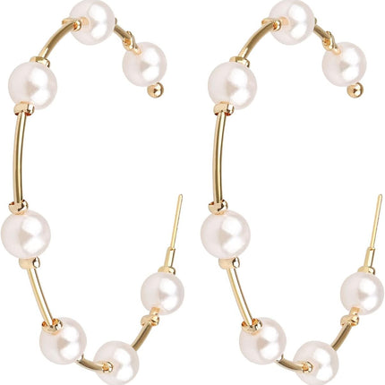 Pearl Hoop Earrings for Women Fashion Hypoallergenic Girls Pearl Earrings Drop Dangle Earrings Jewelry Gifts