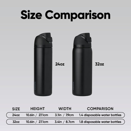 Owala FreeSip Insulated Stainless Steel Water Bottle with Straw, BPA-Free Sports Water Bottle, Great for Travel, 24 Oz, Very, Very Dark