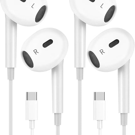 2 Pack Headphones with USB-C Plug, Wired Ear Buds with Built-in Remote to Control Music, Phone Calls, and Volume,Compatible for iPhone 15 16 17 Pro Max Plus
