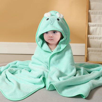 Hooded Baby Towel - Premium Soft Bath Towel for Baby, Newborn,Infant - Ultra Absorbent,Natural Baby Stuff Towel, Soft Coral Velvet Coral Fleece Bath Towel for Boys and Girls (Happy Dinosaur)