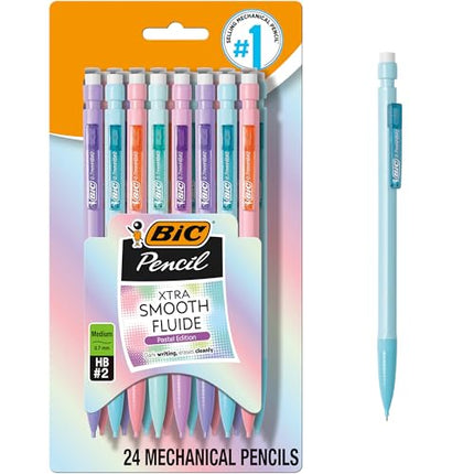 Amazon.com : BIC Xtra-Smooth Pastel Mechanical Pencils with Erasers, Medium Point (0.7mm), 24-Count Pack, Bulk Mechanical Pencils for School or Office Supplies : Office Products