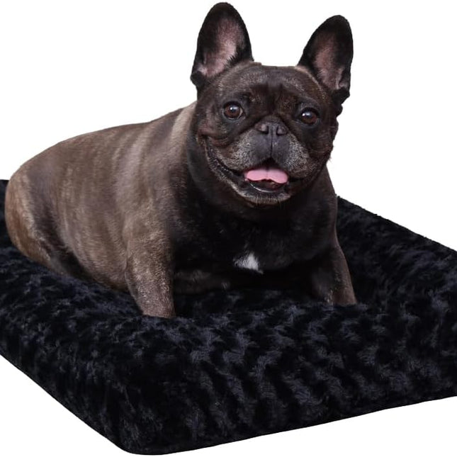 Washable Dog Bed Anti-Slip Dog Crate Beds Deluxe Plush Kennel Pad Comfy Pet Sleeping Mat for Small Dogs, 23" x 18"