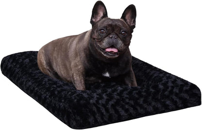 Washable Dog Bed Anti-Slip Dog Crate Beds Deluxe Plush Kennel Pad Comfy Pet Sleeping Mat for Small Dogs, 23" x 18"