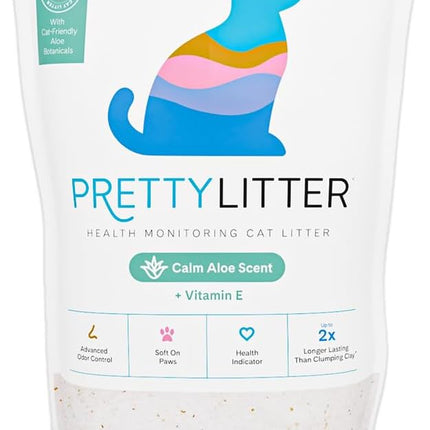 PrettyLitter Health Monitoring Cat Litter (Calm Aloe, Non Clumping) | Lightweight & Low Tracking, Color Changing Silica Gel Crystals, Advanced Odor Control — 6 Lbs, Pack of 1 (Up to 1 Month Supply)
