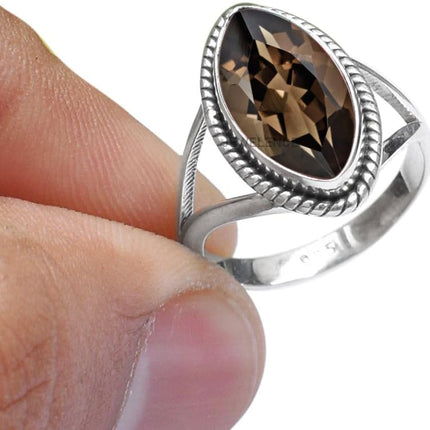 925 Sterling Silver Ring For Womens Gemstone Ring Sterling Silver Boho Ring December Birthstone Bezel Set Gemstone Split Shank Ring