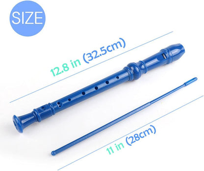 Blue German Style Soprano Recorder in C Key - photo 5