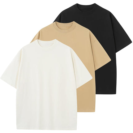 Men's Cotton T-Shirts Oversized Unisex Short Sleeve Crew Neck Loose Basic Tops Solid Athletic Tee