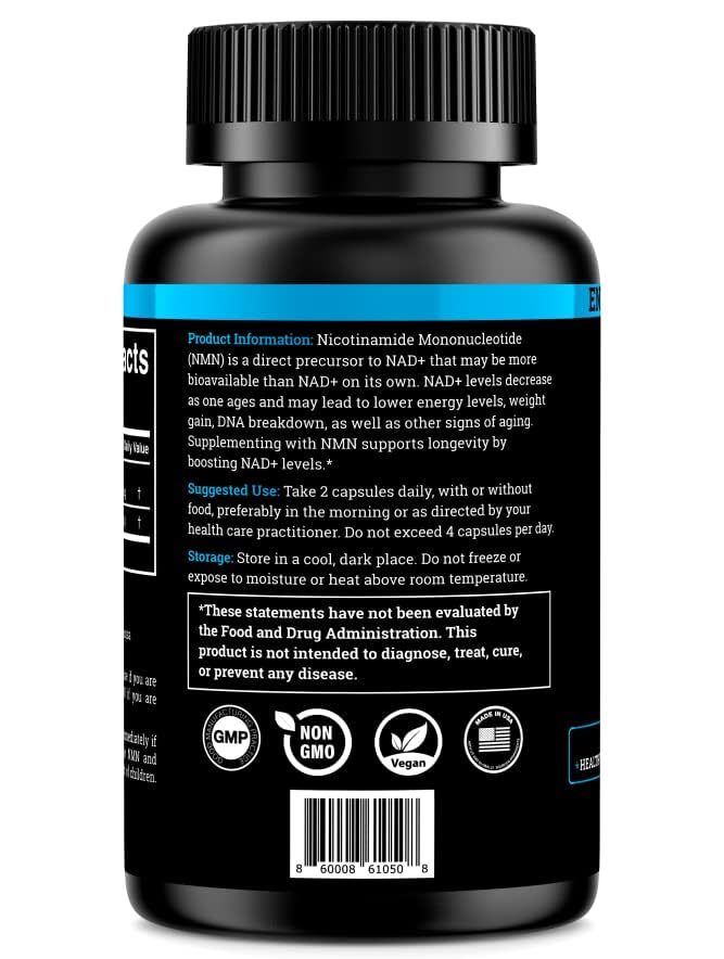 Black Forest NMN 1000mg supplement bottle with BioPerine for enhanced absorption