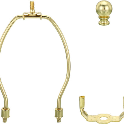 PATIKIL 6 Inch Lamp Harp Kit with Finial, 1 Set Detachable Shade Bracket Holder, DIY Lighting Accessories for Table Floor Lamps, Gold Tone