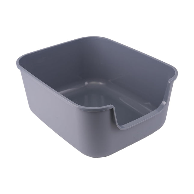 Arenero grande para gatos con lados altos, cajas para gatos para gatos de interior, arenero para gatitos, arenero con entrada baja, fácil de limpiar, antisalpicaduras (Gris)