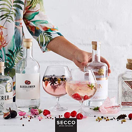 Secco Pepper Berry infusion – Botanical Sachets for Gin & Tonic, Cocktail, Mocktail, and Vodka Mixers – Alcohol Infusion for All Home Bartending Enthusiasts – Bar Gift - Box of 8 Packets