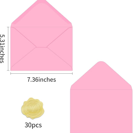 A7 Envelopes 30 Pack 5x7 V-Flap Thick Invitation Envelopes for 5x7 Photos,Cards, Birthday, Weddings, Graduations, Announcements, Baby Shower 5.28 "x 7.13" (Pink, A7)