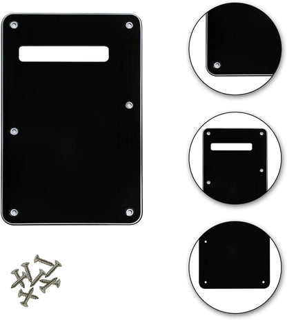 Black 3ply 6-Hole Guitar Back Plate Cavity Cover - photo 2