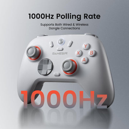 Wireless PC Controller with Hall Effect Joysticks & Triggers, 2.4G & Wired 1000Hz Polling Rate, Remappable Buttons - Compatible with PC/Switch/Steam/Android (Grey)