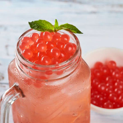 [7 Pounds] Strawberry Popping Pearls for Boba Tea Beverages, Sweets, Ice Cream Topping