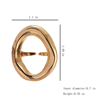 Chunky Irregular Hollow Oval Statement Ring For Women Adjustable Open Band Geometric Fashion Jewelry Gold Tone Or Silver Tone