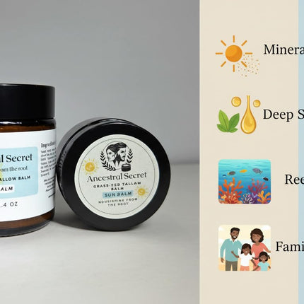 Tallow Sun Balm, Natural Balm, Coconut Vanilla Scent, Vitamin E, Moisturizing, 20% Non-nano Zinc Oxide (0.80 Oz)