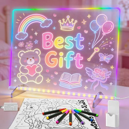 Amazon.com : LED Note Board with 7 Colors, Includes Adapter, 13"x10" Led Drawing Board for Kids, Light Up Dry Erase Boards with 7 Markers, Soft Cloth, Hanging Chain, Holiday Trend Gift : Office Products