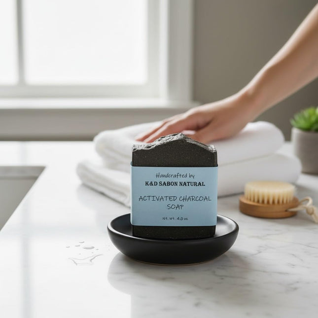 Activated Charcoal Soap - Natural Detox Bar with Bentonite Clay & Rice