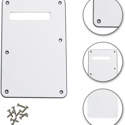 6 Holes Guitar Back Plate Cavity Cover Pickguard for Fender Standard Stratocaster Strat ST Modern Style Electric Guitar,White 3ply