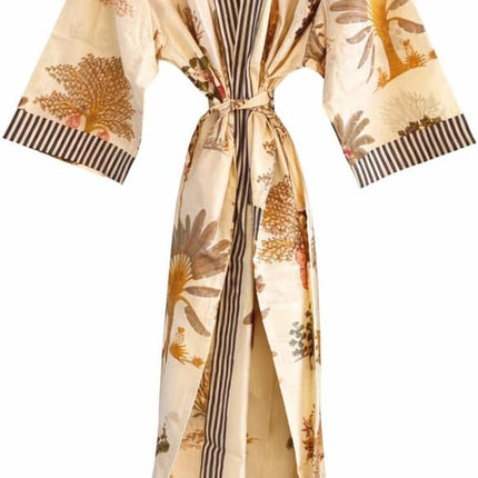 Robe Kimono Style Bathrobe, Long Dressing Gown, Free Size, Lightweight 3/4 Sleeves beach cover ups